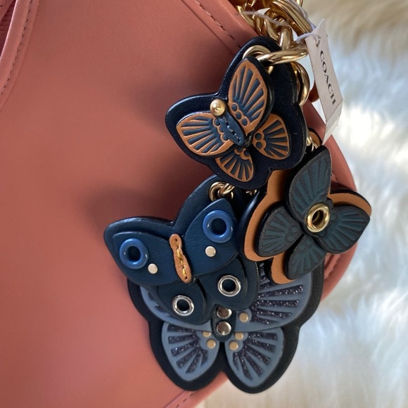 Coach Butterfly Charm Keychain in Blue and Gold - Picture 4 of 8
